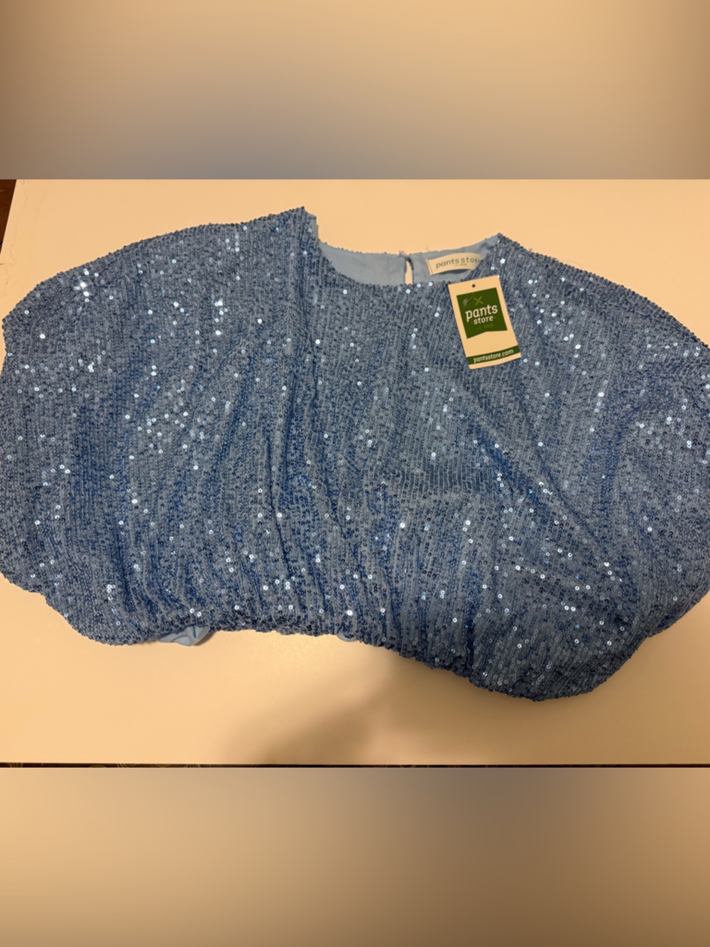 Sequin Crop Top - Light Blue Sparkle